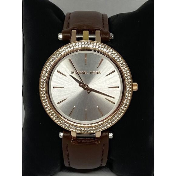 Michael Kors MK3203 Women's Brown Leather Analog Silver Dial Quartz Watch JK118 - Picture 3 of 12